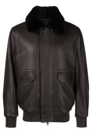 Brioni detachable-collar leather jacket - Marrone