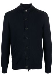 Brioni leather-trimmed cashmere cardigan - Blu