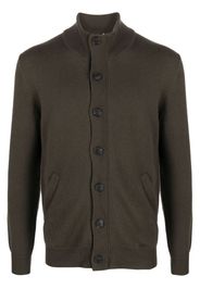 Brioni leather-trimmed cashmere cardigan - Verde