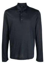 Brioni long-sleeve silk-blend polo shirt - Blu