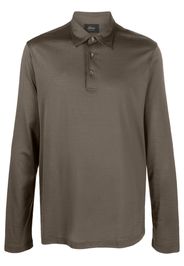 Brioni long-sleeve silk-blend polo shirt - Verde