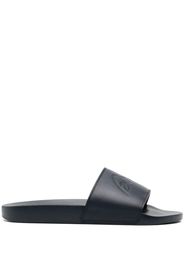 Brioni logo-debossed leather slides - Blu