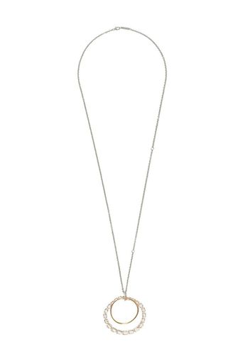 Collana con pendente Looping Shine in oro rosa e bianco 18kt con diamanti e quarzo