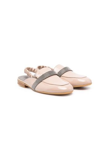 Brunello Cucinelli Kids embellished sling-back ballerinas - Rosa