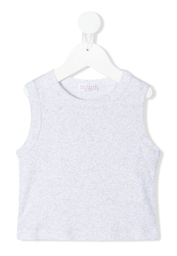 Brunello Cucinelli Kids Top crop smanicato - Grigio