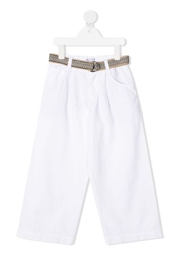 Brunello Cucinelli Kids belted cotton trousers - Bianco