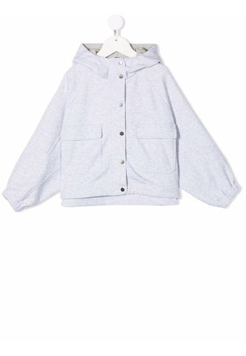 Brunello Cucinelli Kids hooded button-down hjacket - Grigio