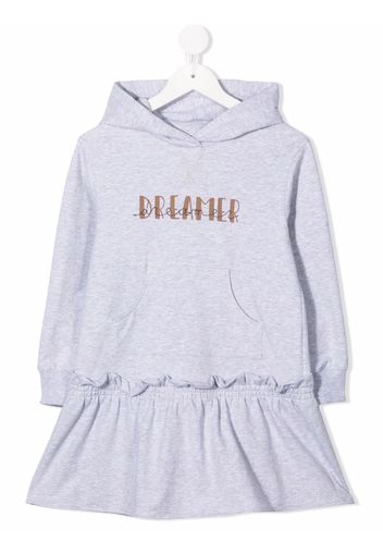 Brunello Cucinelli Kids Abito modello felpa con cappuccio Dreamer - Grigio