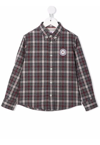 Brunello Cucinelli Kids Camicia a quadri - Grigio