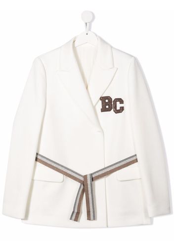 Brunello Cucinelli Kids TEEN initial-patch blazer - Toni neutri