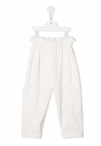 Brunello Cucinelli Kids Pantaloni con vita raccolta - Bianco