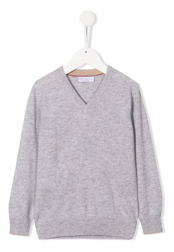 Brunello Cucinelli Kids fine-knit cashmere jumper - Grigio