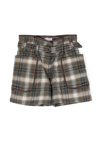 Brunello Cucinelli Kids plaid-check quilted shorts - Toni neutri