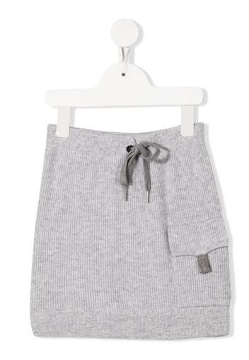 Brunello Cucinelli Kids drawstring knitted skirt - Grigio