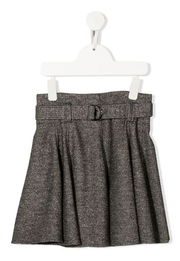 Brunello Cucinelli Kids tweed pleasted mini skirt - Marrone