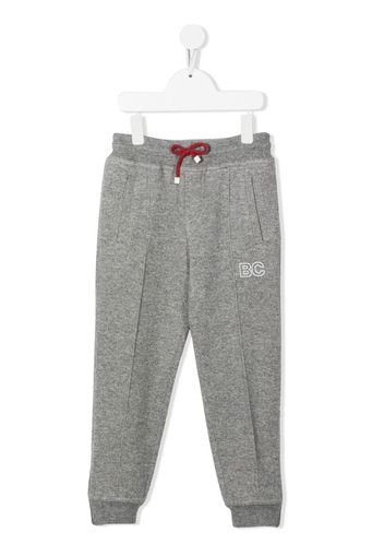 Brunello Cucinelli Kids logo-print cashmere trousers - Grigio