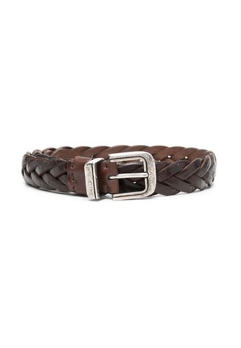 Brunello Cucinelli Kids weaved leather belt - Marrone