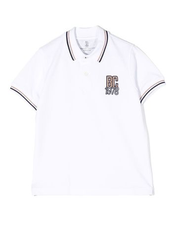 Brunello Cucinelli Kids logo-embroidered cotton polo shirt - Bianco