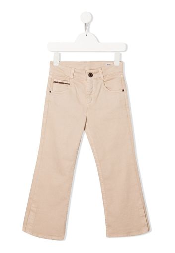 Brunello Cucinelli Kids flared cropped-leg trousers - Toni neutri