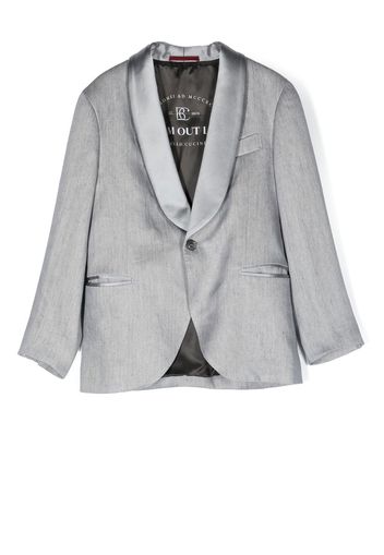 Brunello Cucinelli Kids single-breasted linen blazer - Grigio