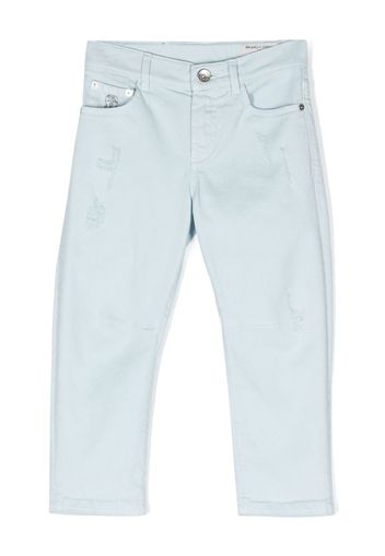 Brunello Cucinelli Kids five-pockets ripped jeans - Blu
