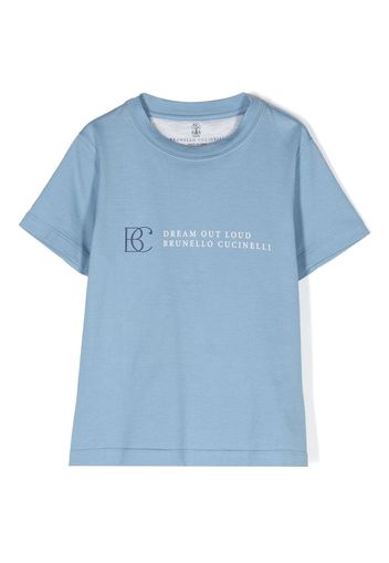 Brunello Cucinelli Kids logo-print T-shirt - Blu