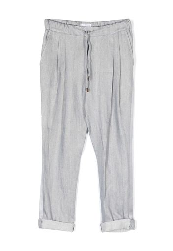 Brunello Cucinelli Kids pleat detail linen/flax trousers - Grigio