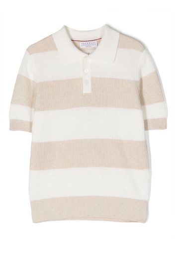 Brunello Cucinelli Kids striped polo shirt - Toni neutri