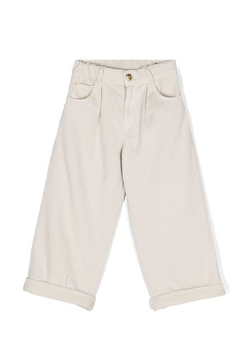 Brunello Cucinelli Kids elasticated-waist wide-leg trousers - Toni neutri