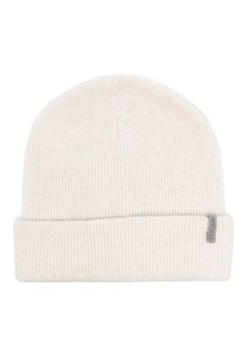 Brunello Cucinelli Kids ribbed-knit beanie - Toni neutri