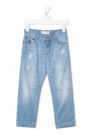 Brunello Cucinelli Kids distressed straight-leg jeans - Blu