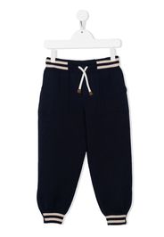 Brunello Cucinelli Kids striped-trim knitted joggers - Blu