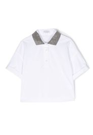 Brunello Cucinelli Kids beaded-collar cotton polo shirt - Bianco