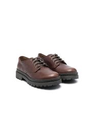 Brunello Cucinelli Kids logo-patch leather loafers - Marrone
