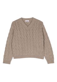 Brunello Cucinelli Kids glitter-detail cable-knit jumper - Toni neutri