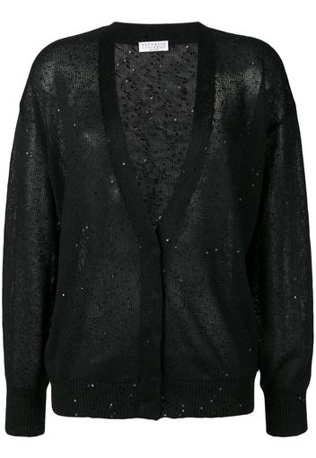 Brunello Cucinelli Cardigan con paillettes - Nero