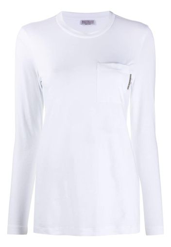 one pocket crew neck top