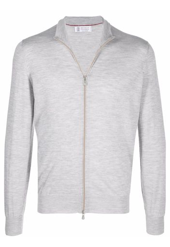 Brunello Cucinelli zip-up cashmere-silk jumper - Grigio