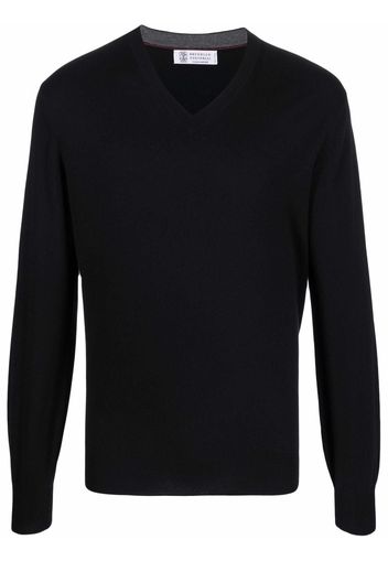 Brunello Cucinelli V-neck cashmere jumper - Nero