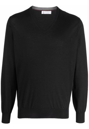 Brunello Cucinelli V-neck knitted jumper - Nero