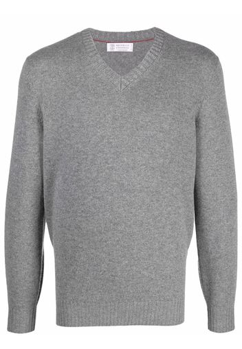 Brunello Cucinelli V-neck cashmere jumper - Grigio