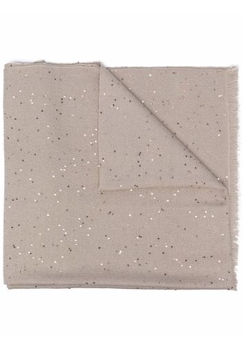 Brunello Cucinelli sequin-embellished cashmere-blend scarf - Toni neutri