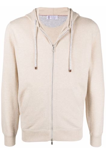 Brunello Cucinelli zip-up cashmere hoodie - Toni neutri