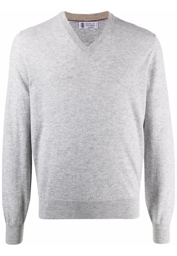 Brunello Cucinelli V-neck cashmere jumper - Grigio