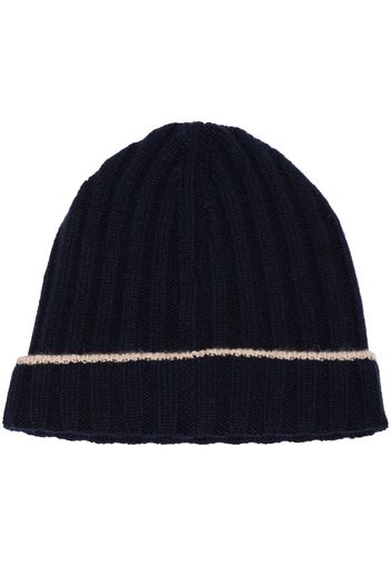 Brunello Cucinelli BRUNELLO CASHMERE RIB BEANIE NAVY - Blu