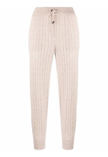 Brunello Cucinelli cable-knit drawstring trousers - Toni neutri