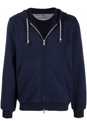 Brunello Cucinelli zip-up stretch-fit hoodie - Blu