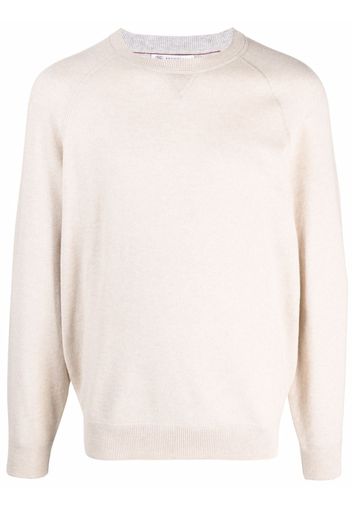 Brunello Cucinelli fine-knit ribbed-trim jumper - Toni neutri