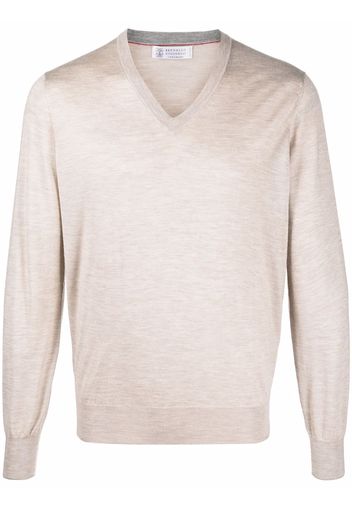 Brunello Cucinelli long-sleeved V-neck pullover - Toni neutri