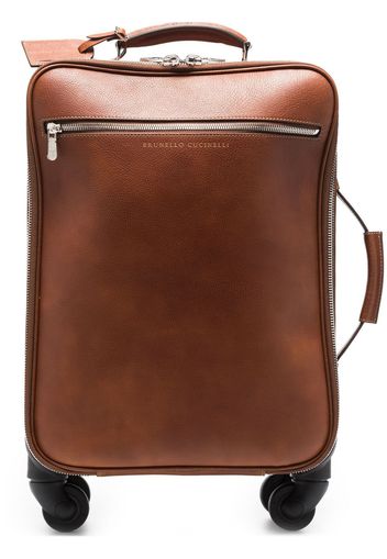 Brunello Cucinelli logo-embossed suitcase - Marrone